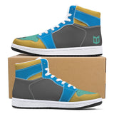 Retro High-Top Leather Sneakers - Blue Green Gold, MWG