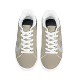 Beige and Light Blue Low-Top Leather Sneakers - White
