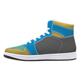 Retro High-Top Leather Sneakers - Blue Green Gold, MWG