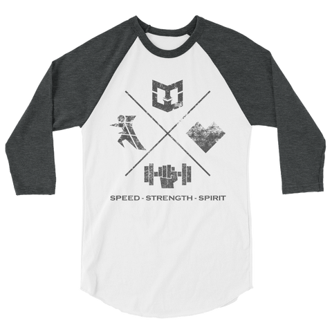 Speed, Strength, Spirit - Warrior Life 3/4 sleeve raglan shirt - Warrior Life, Ninja Warrior & Parkour Gear