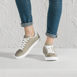 Beige and Light Blue Low-Top Leather Sneakers - White